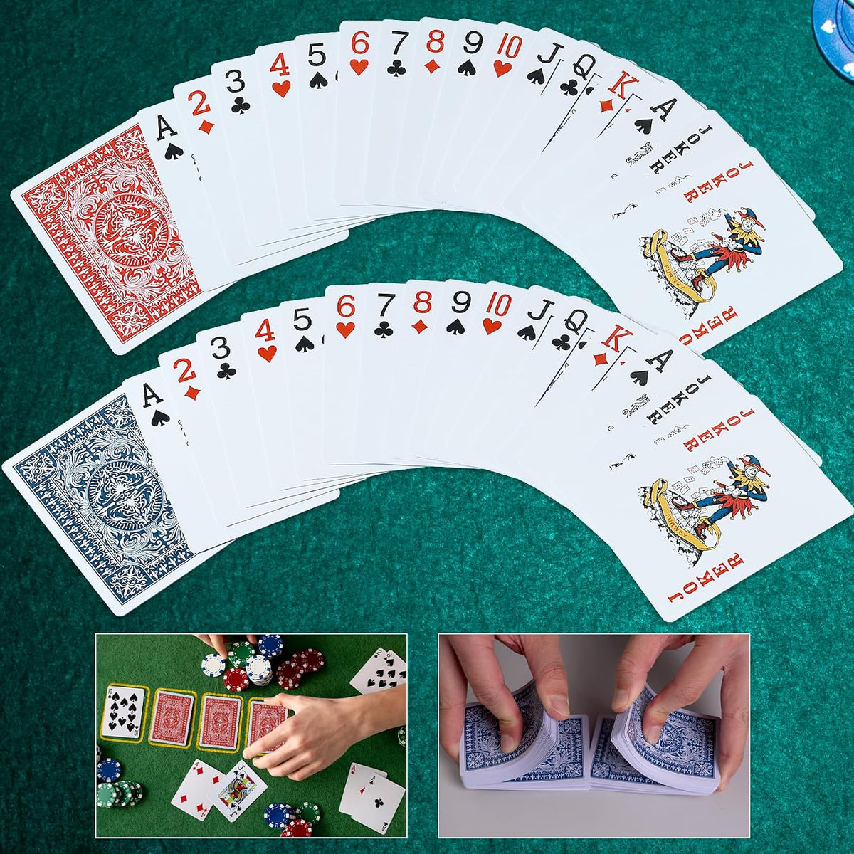 FURWEY 12 Packs Playing Cards, Poker Size Standard Index, Red and Blue