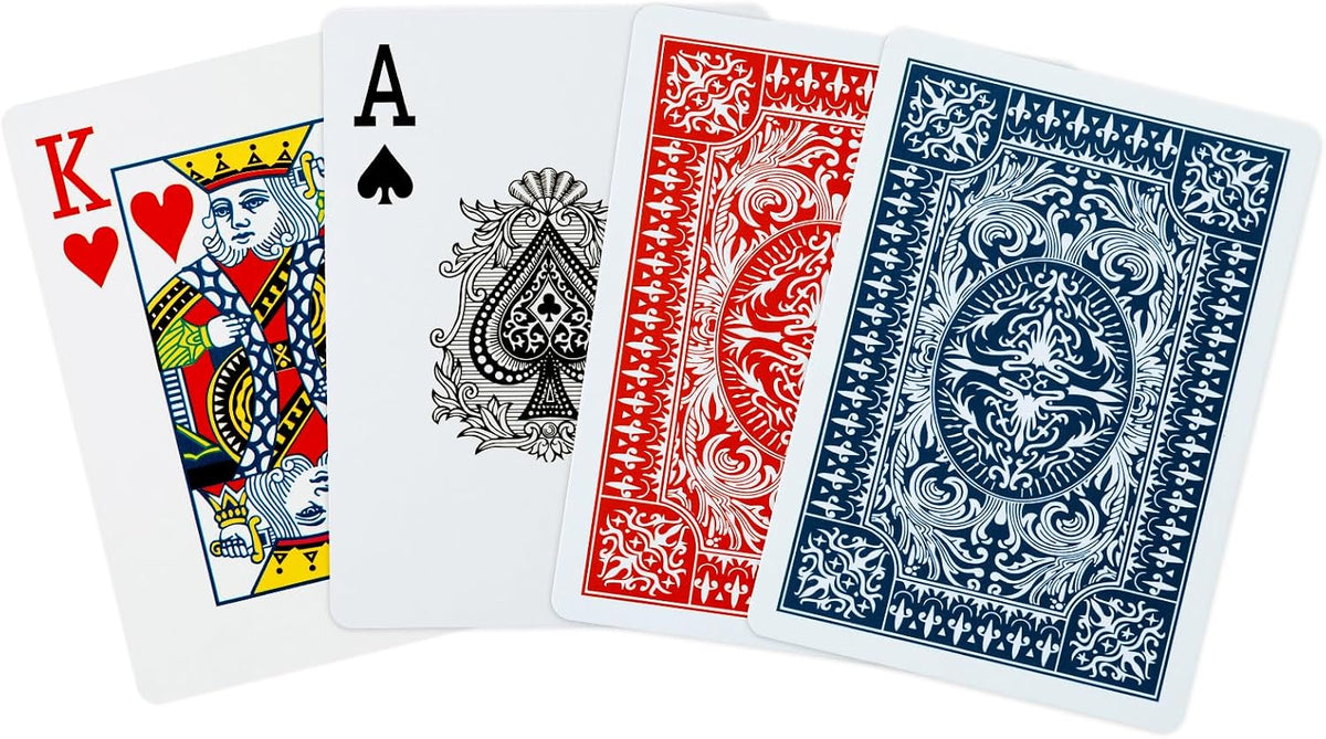 FURWEY 12 Packs Playing Cards, Poker Size Standard Index, Red and Blue